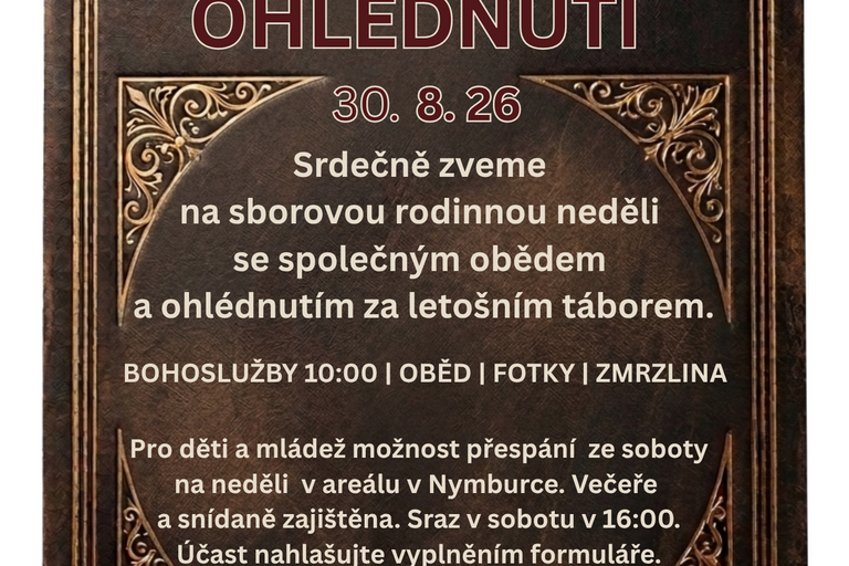 Pozvánka: Neděle ohlédnutí 30. 8. 2026